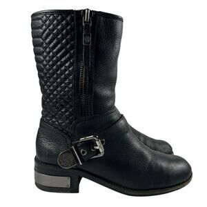 Vince Camuto Whynn Black‎ Leather Biker Motorcycle Buckle Boots Moto Wmn Sz 8.5